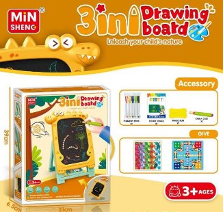 3in1 Kids Dinosaur Double-Sided Drawing Board
